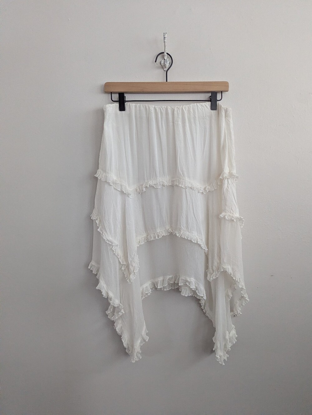 FP One White Tiered Handkerchief Hem Midi Skirt